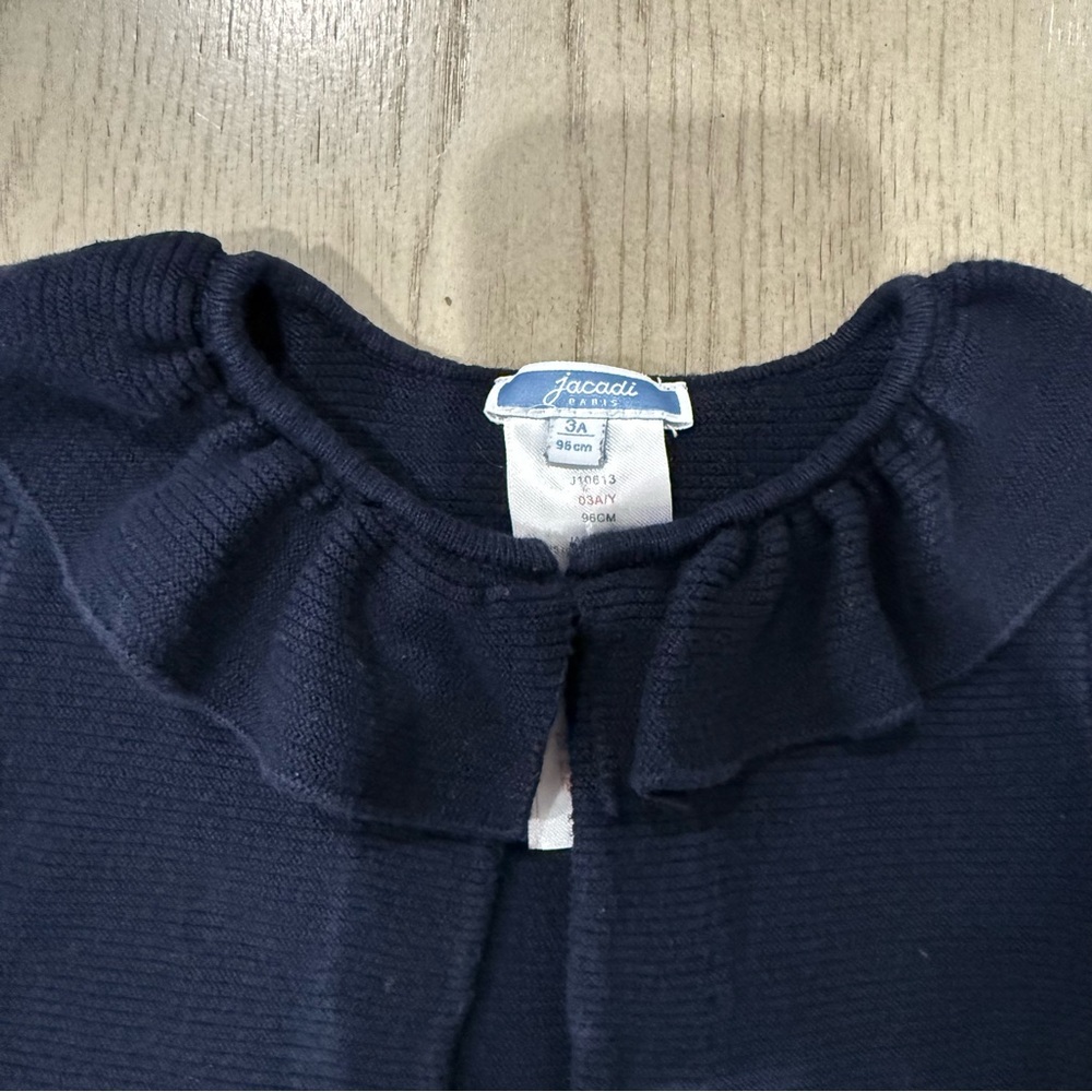 Jacadi Paris Girls Ruffle Knit Cardigan – Size 3A - Picture 2 of 2